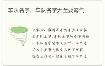 车队名字(车队名字大全要霸气)